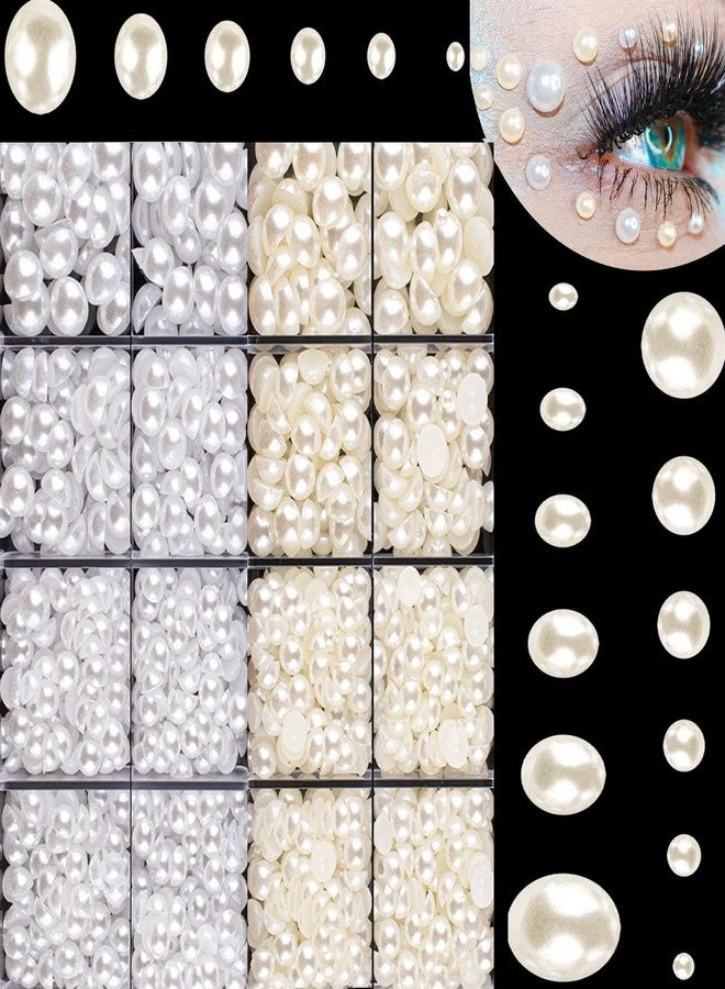 دي آي واي كرافتس مجموعة خرز لؤلؤ مسطح غير متنوع من DIY Crafts، 130 حبة، لون بيج، مجموعة خرز لؤلؤ نصف دائري أبيض + بيج (130 حبة، لون بيج) - Image 1